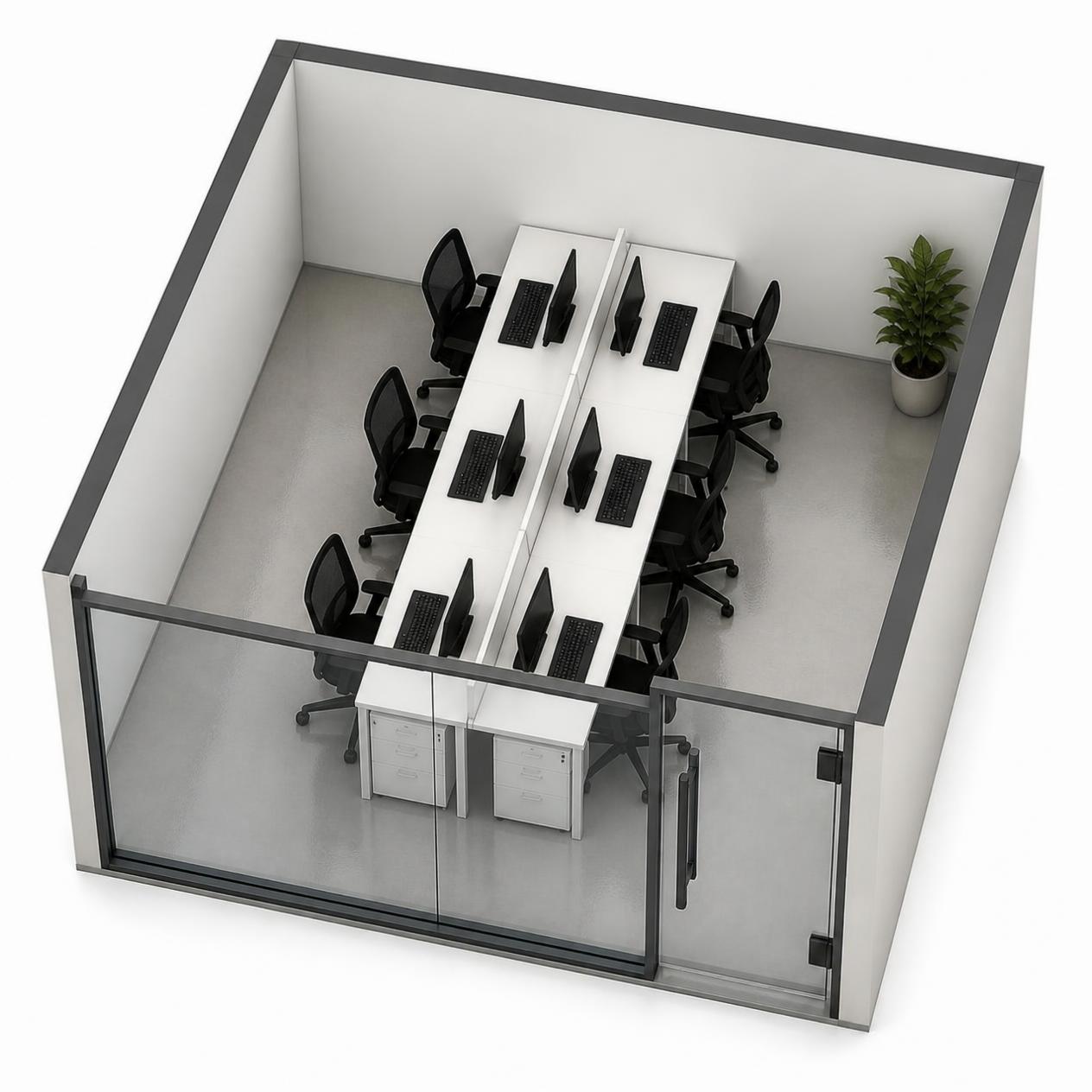 Render de oficina privada para 4 a 10 personas