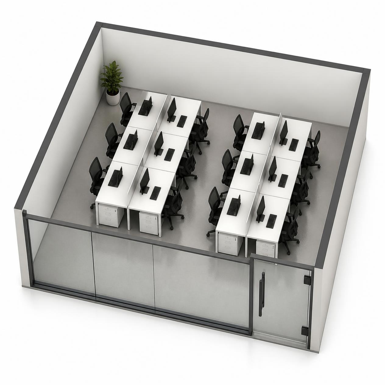 Render de oficina privada para más de 10 personas
